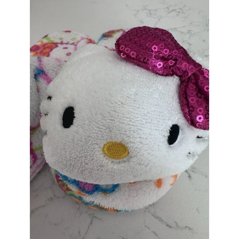 Sanrio Hello Kitty Girls Slippers Pink Sequin Bow Gripper Bottom Small 5/6